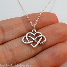 Petite Infinity Heart Charm Necklace - 925 Sterling Silver Love Gift Girlfriend