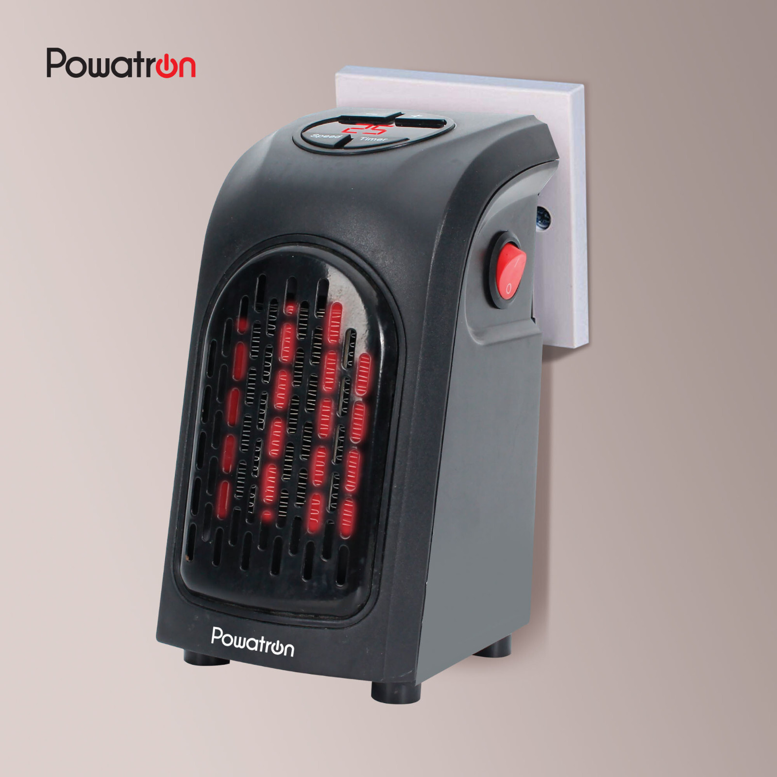 Compact Plug In Electric Heater 400W Adjustable Thermostat Timer