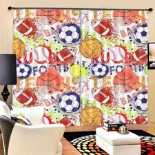 Red Baseball Gradient 3D Curtain Blockout Photo Printing Curtains Drape Fabric