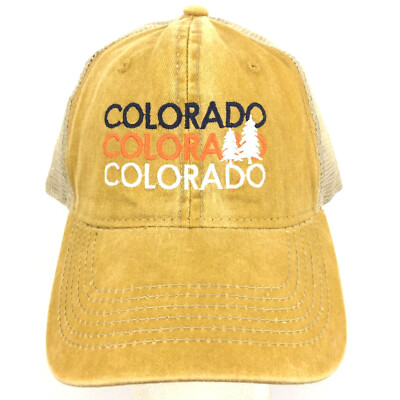Colorado Trees Hat Spell Out Logo Ski Hike Mesh Snap Back Trucker Baseball Cap