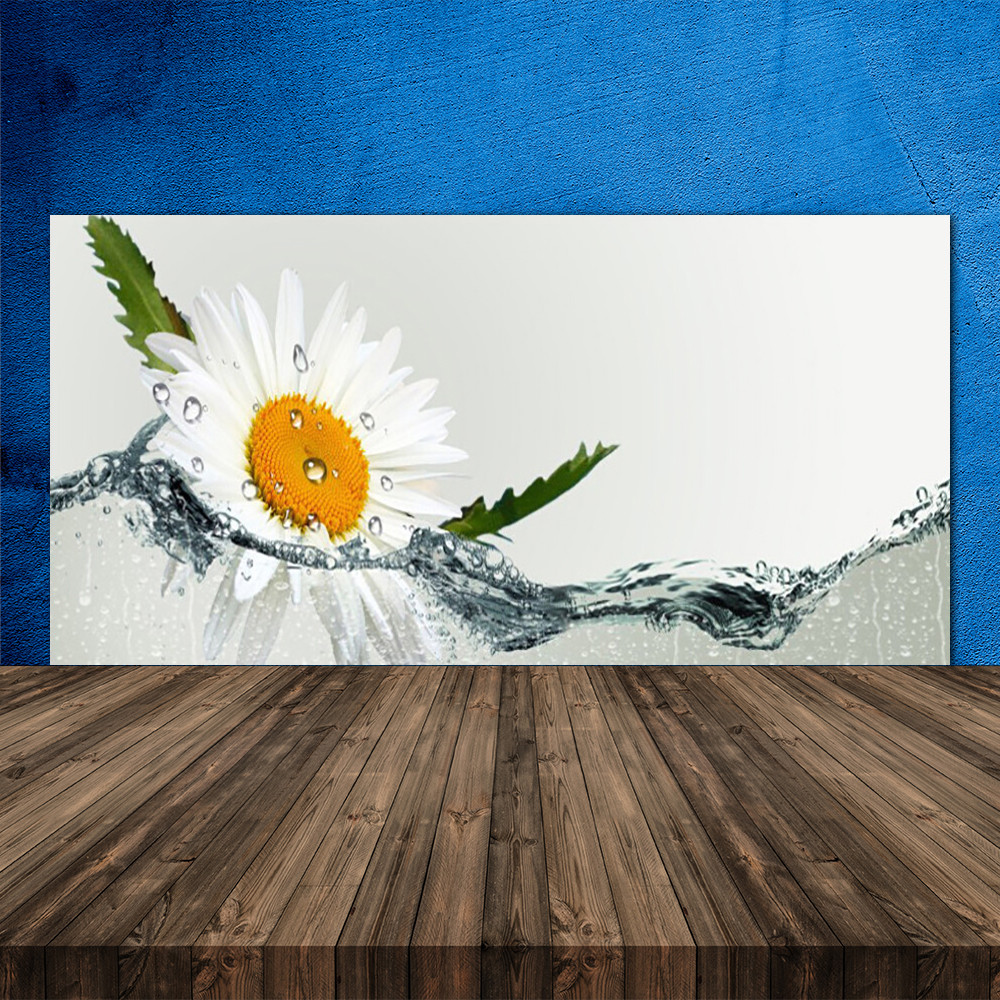 Crédence de cuisine en verre motif fleur fond de hotte mural 120x60
