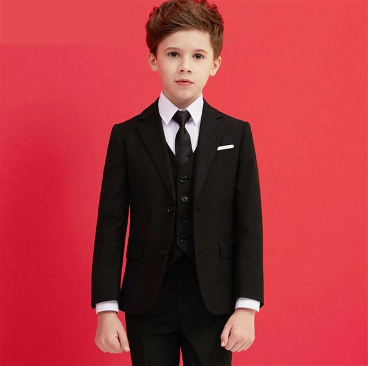 Black Boy's Formal Wear Suits /notch Lapel Baby Kids Formal Suit Wedding  Party Children Tuxedos Jacket+pants+bow Tie+vest) - Suits & Blazers -  AliExpress