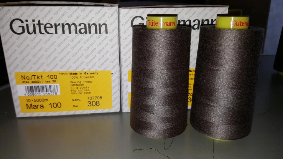 THREAD GUTERMANN Mara 100, 100% POLYESTER, 2 - Large Cone 5000m, Col:308 Brown - Image 2 of 3
