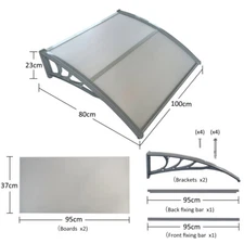 Panana  Canopy Awning Window Canopy  Porch Awning Rain Shelter Cover Grey