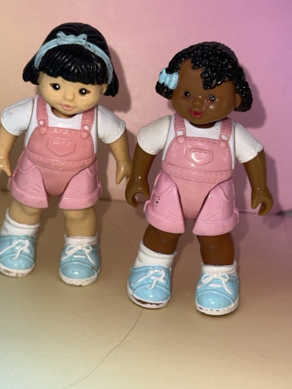 African American Asian DREAM dollhouse pink overall girls sisters loving family