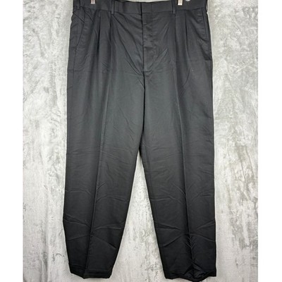 Perry Ellis Mens Principles Black Pleated Easy Care Dress Pants Size 42x32