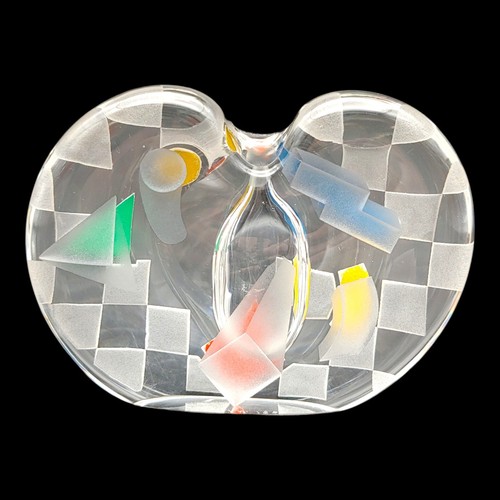 Valerie Surjan Studio Art Glass Perfume Bottle - 4.5" vtg Post Modern Geometric