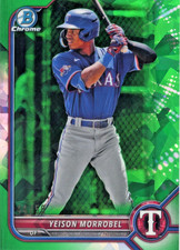 2022 Bowman Chrome Draft Sapphire Edition Yeison Morrobel #BDC-58 Green /50
