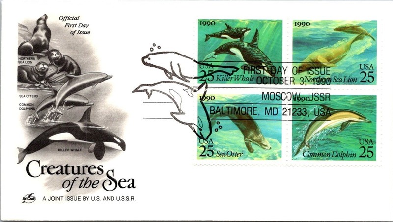 Killer Whale, Sea Otter, Dolphin and other SEA LIFE 1990 - FDC's - Nice