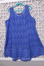 H by Halston Dress Womens 2XP Blue Knit Jacquard Dress with Hi-Low Hem Casual