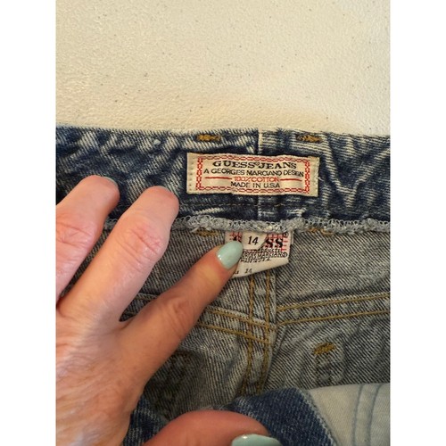 Vintage 80's Georges Marciano GUESS Acid Wash Crop Ankle Zip Jeans Sz 14 Juniors - Picture 5 of 7