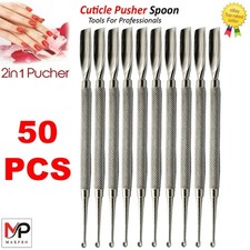Empujador de cutículas profesional de acero inoxidable cuchara lateral herramienta de manicura para uñas