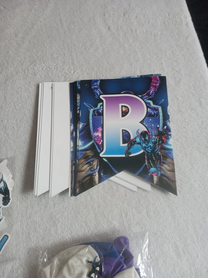 Suministros de decoración de fiesta de cumpleaños con tema de escarabajo azul. A3 Foto 4 de 4