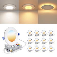 12 Pack 4 Inch LED Recessed Ceiling Light with Night Light 5CCT Dimmable 270...