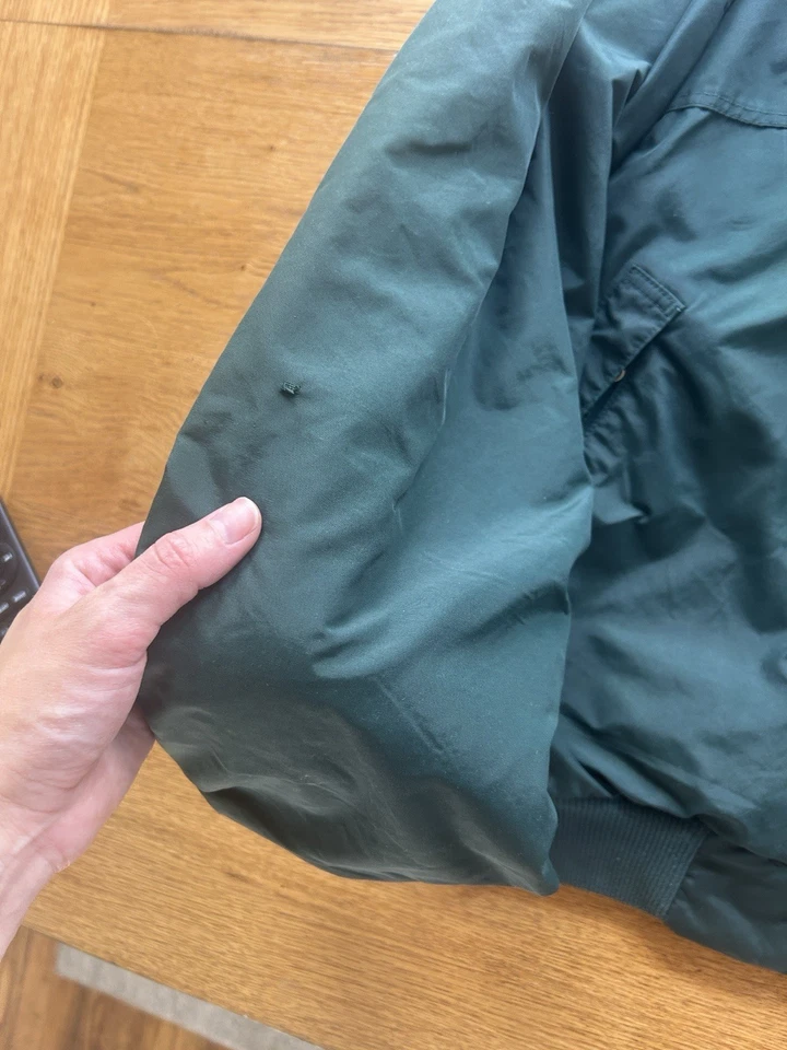 Jaqueta Bomber Patagonia Vintage Anos 90 Masculina M Verde Azul Cinza Lã Forrada Bolsos com Zíper - Imagem 3 de 4