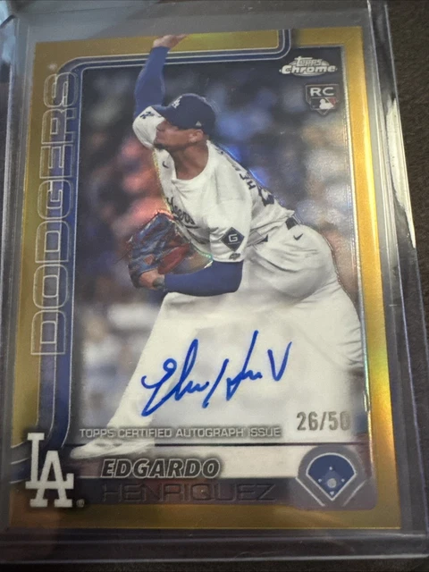 2025 Topps Chrome Gold #RA-EH Edgardo Henriquez RC Rookie Auto /50 Dodgers