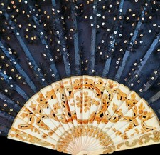 Fine Antique Late 19th MUSEUM Quality European Hand Painted Carved Fan Ca 1900
