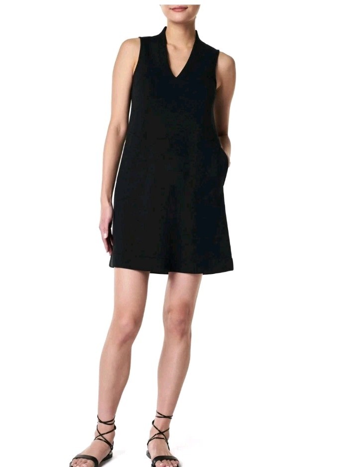 Spanx Air Essentials V-Neck Mini Dress Black Sleeveless Medium M Women's
