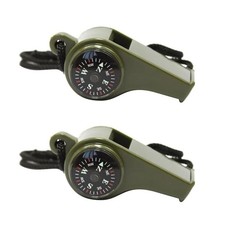 2Pcs 3-In-1 Whistle Compass Thermometer Backpacking Essential Survival Gear