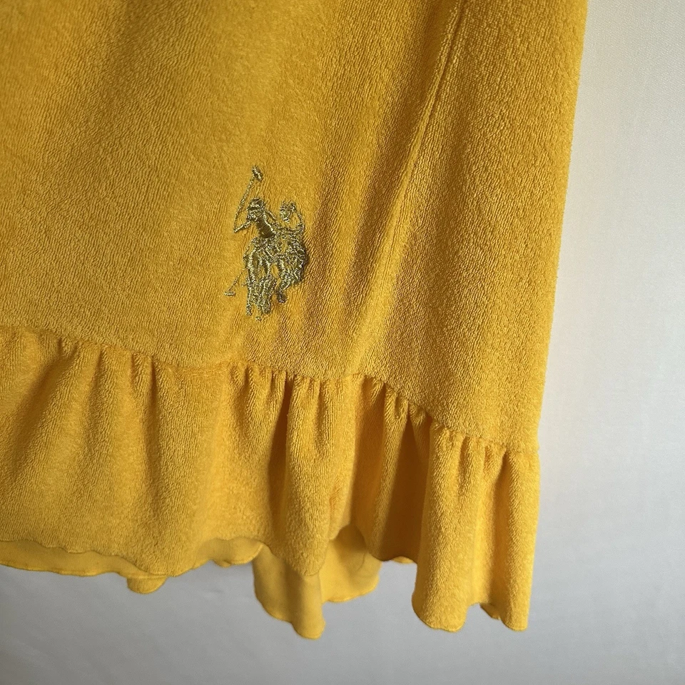 Polo Assn. Vestido halter de rizo Y2K para cubrir oro amarillo bordado playa Foto 4 de 4