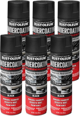 #ad Rust Oleum 248657 6PK Rubberized Undercoating Spray 15 oz Black 6 Pack $41.39