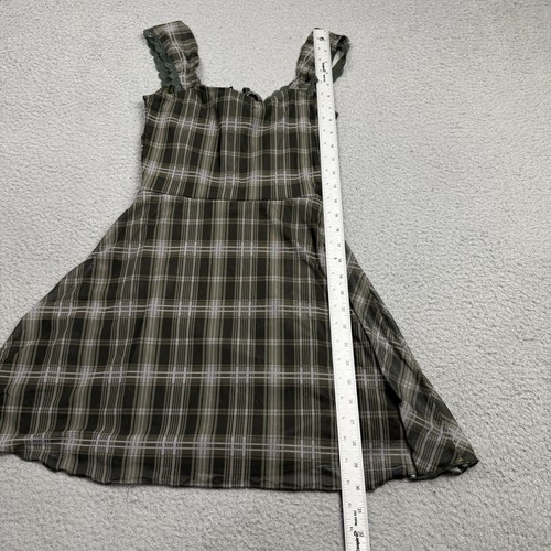 Abito donna Hot Topic piccolo verde a quadri cravatta davanti mini - Foto 6 di 10