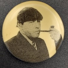Vintage Three Stooges Moe Howard Smoking Pipe Pinback Button Pin Collectible