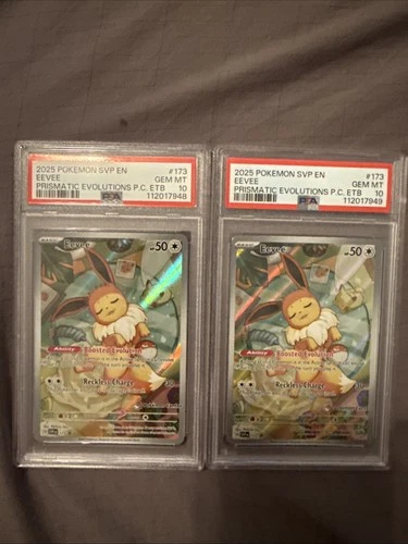 2 X PSA 10 Sequential Cert POKEMON CENTER PROMO #173 EEVEE PRISMATIC EVOLUTIONS
