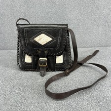 Vintage Hand Tooled Leather Crossbody Purse Womens Brown Hair-On Hide Western