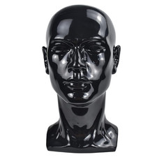 PVC Mannequin Head Black Male Manikin Dummy Stand Model Display Hat Scarf Wigs H