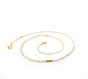 Authentic Gold Plated Beads Moonstone Necklace 18+2 inch 925 Sterling Silver Jewelry