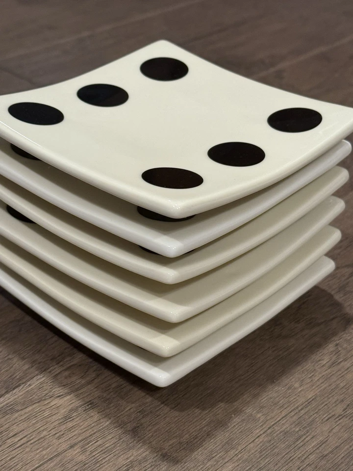 Vtg 2001 Lucky Appetizers Dice Plates Set 6 Pcs By Restoration Hardware - Image 3 of 4