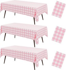 3 Packs Buffalo Disposable Table Cloth, 54 x 108 Inch Waterproof Plastic