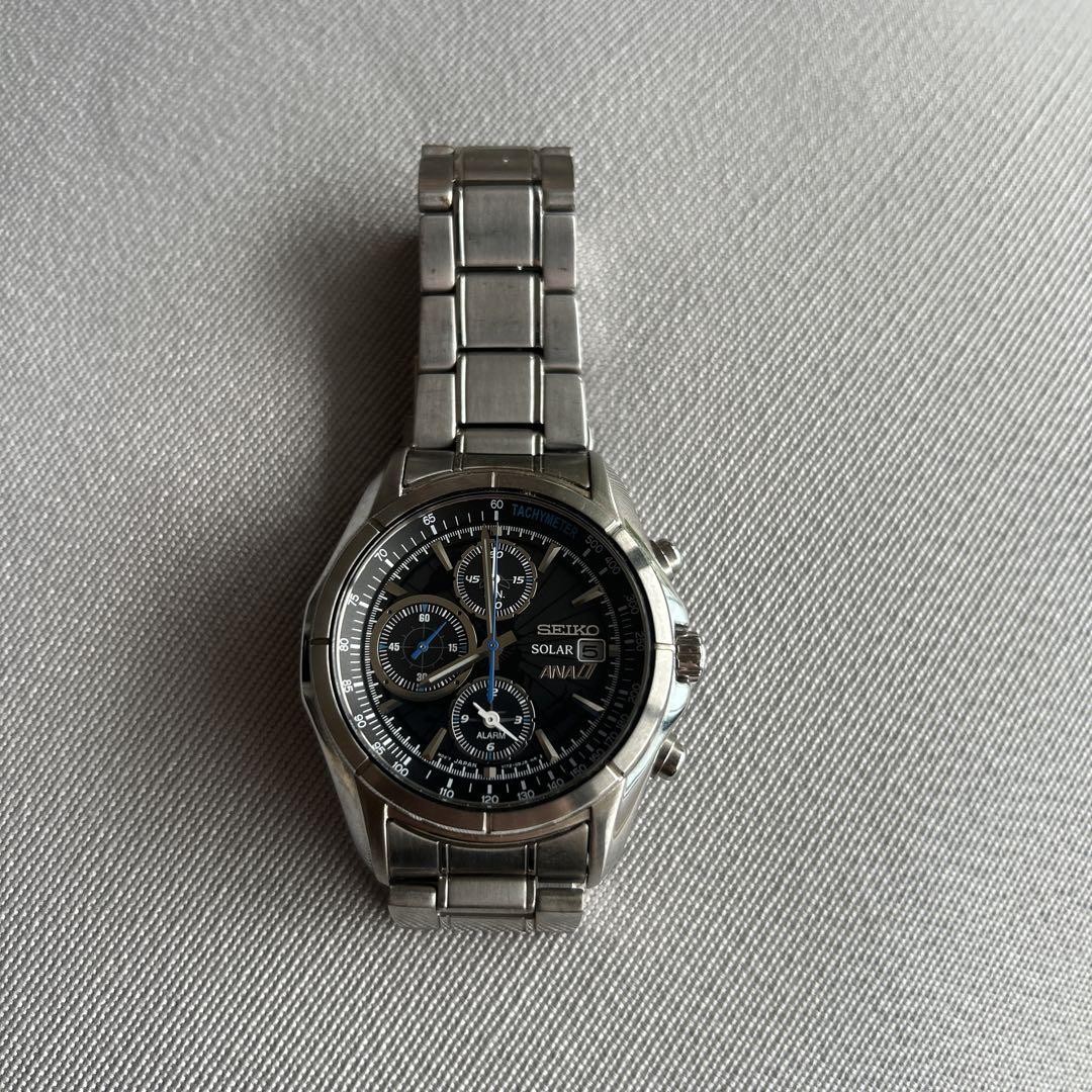 【機内限定品】SEIKO V172-0BA0 ANAモデルソーラー クロノグラフ ✨SEIKO✨ANA限定モデル✨ソーラー✨クロノグラフ✨クオーツ