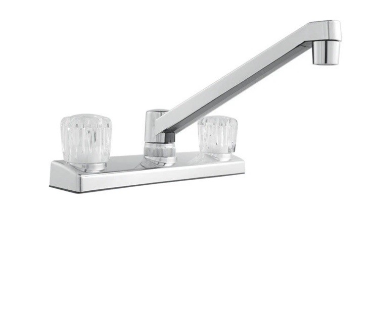 Non Metallic Kitchen Faucet W/ Dual Acrylic Handles Easy Installation 4 Inch New