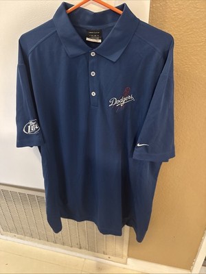 Miller Lite Nike Fit Dry Dodgers Blue Polo Shirt XL Men's Short Sleeve