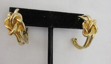Vintage Gold Tone Knotted Hoop Pierced Earrings - No metal wear