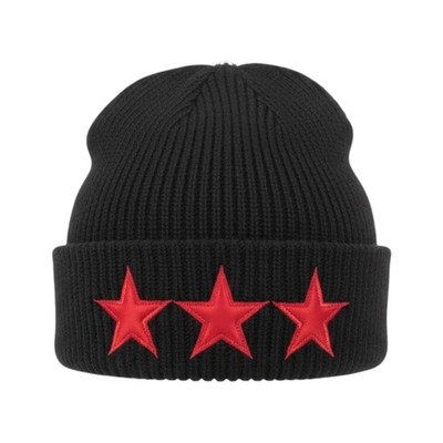 Chrome Hearts Sludge Leather Star Patch Beanie Black Red