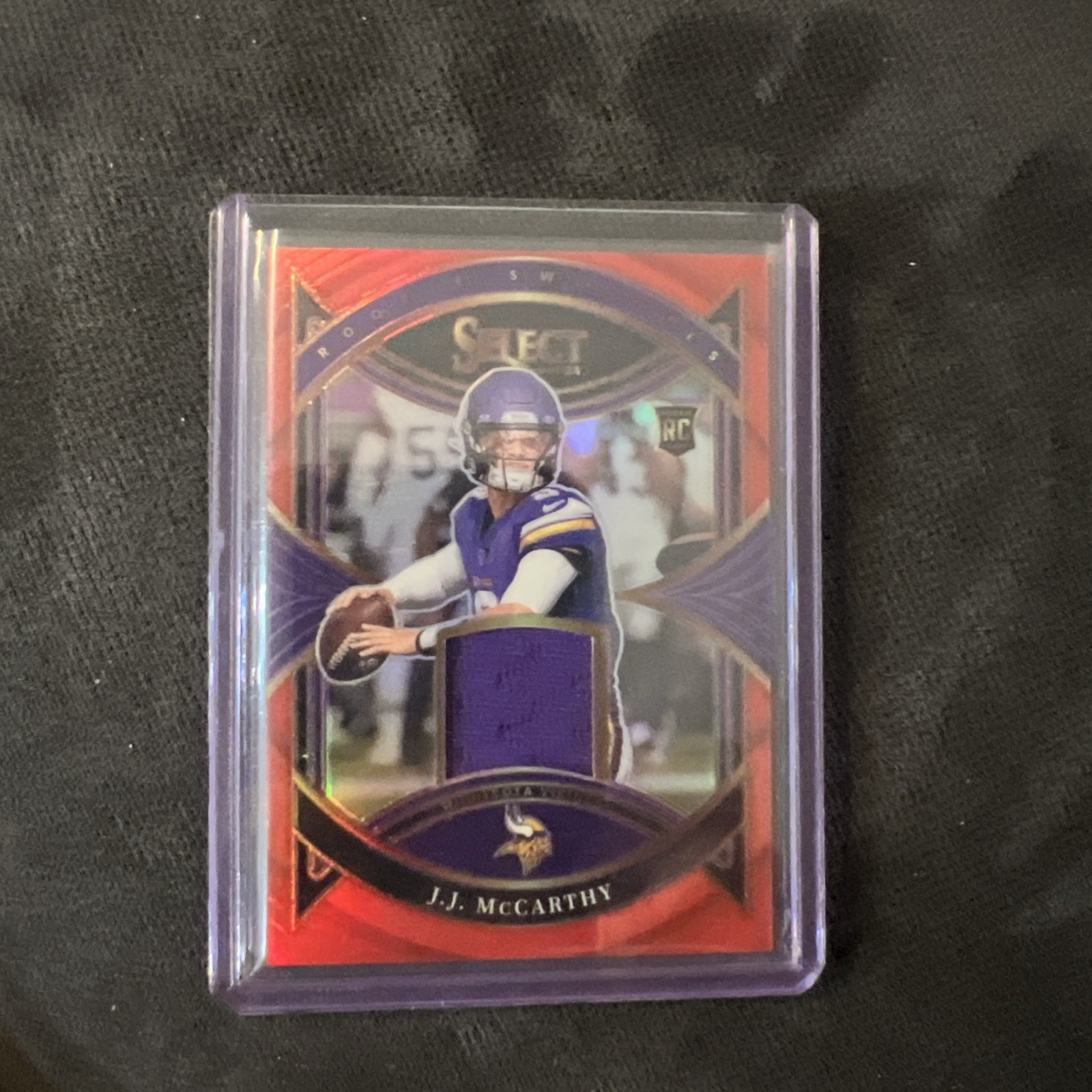 JJ McCarthy Panini Select Rookie Swatches #RSJMY Red