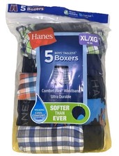 Hanes Boys Underwear, 5 Pack Woven Boxers XL 18-20 