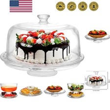 Extra Large 12" 6 in 1 Acrylic Cake Stand with Dome Lid Multifunctional Servi...