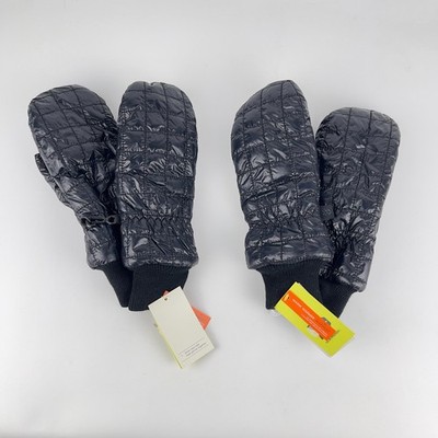 Pair of 2 All in Motion Puffer Mittens Gloves Kids Size 8-14 Black Faux Leather