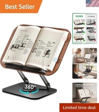 Book Stand for Reading,Book Holder, Height&Angle Adjustable, 360&deg; Rotating Ba...