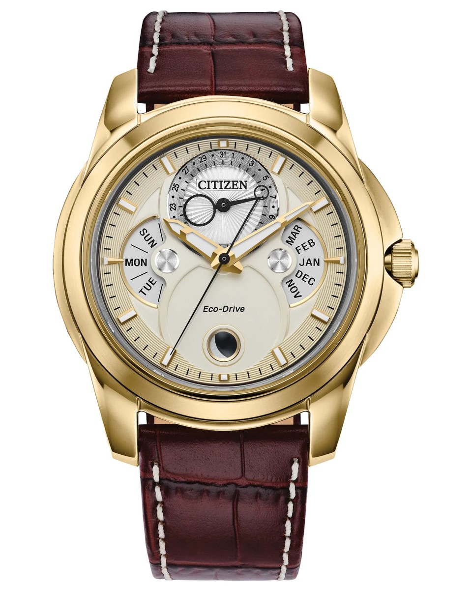 NEW CITIZEN ECO DRIVE CALENDRIER MOON PHASE DAY DATE MONTH WATCH