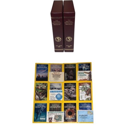 National Geographic Magazine 1992 (1 Full Year) with Slip Cover & Maps Lot of 2
