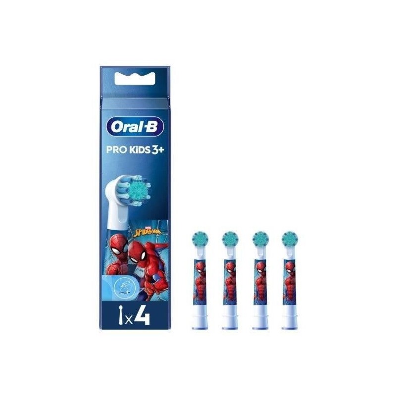 4 brossettes Oral-B Spiderman pour nettoyer les dents des enfants sans douleur