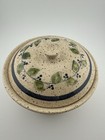 Country Ely 1989 Handcrafted Stoneware Casserole Crock Lid Leaves Blue Green — photo 2