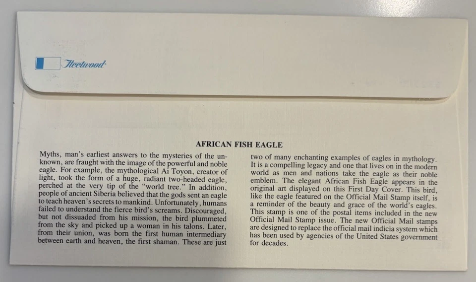 “African Fish Eagle” 1983 United States Stamp First Day Of Issue - Image 2 of 2