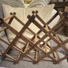 Vintage Wood Folding Magazine/Wine Rack Brown Free Standing Accordion Style  