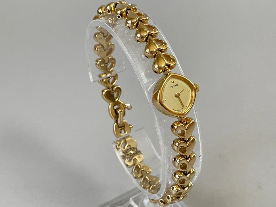 [Como Nuevo] Reloj Seiko 1E20-5280 Oro Vintage Pulsera Qz Mujer -Se envía desde EE. UU. Foto 4 de 4